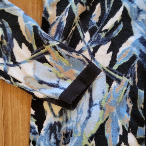 Talbots Cardigan Sweater Top Womens Small Blue Beige Floral Pima Cotton Career - Picture 6 of 10